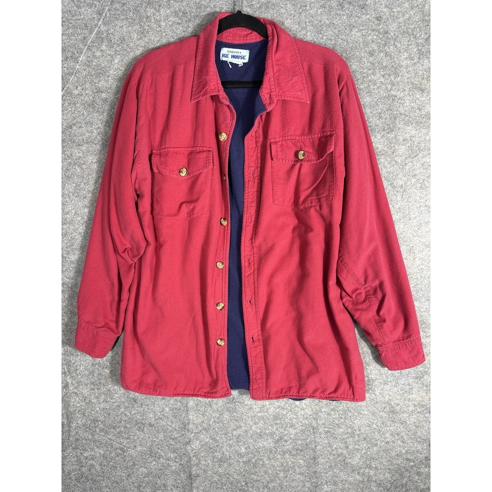 Vintage Habands Ice House Fleece Lined Button Front Shirt Jacket Sz L